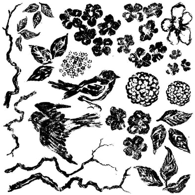 IOD Decor Stamp Birds, Branches & Blossoms