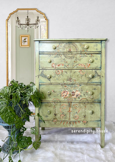 Chateau Paint Inlay Cottage Dresser Makover