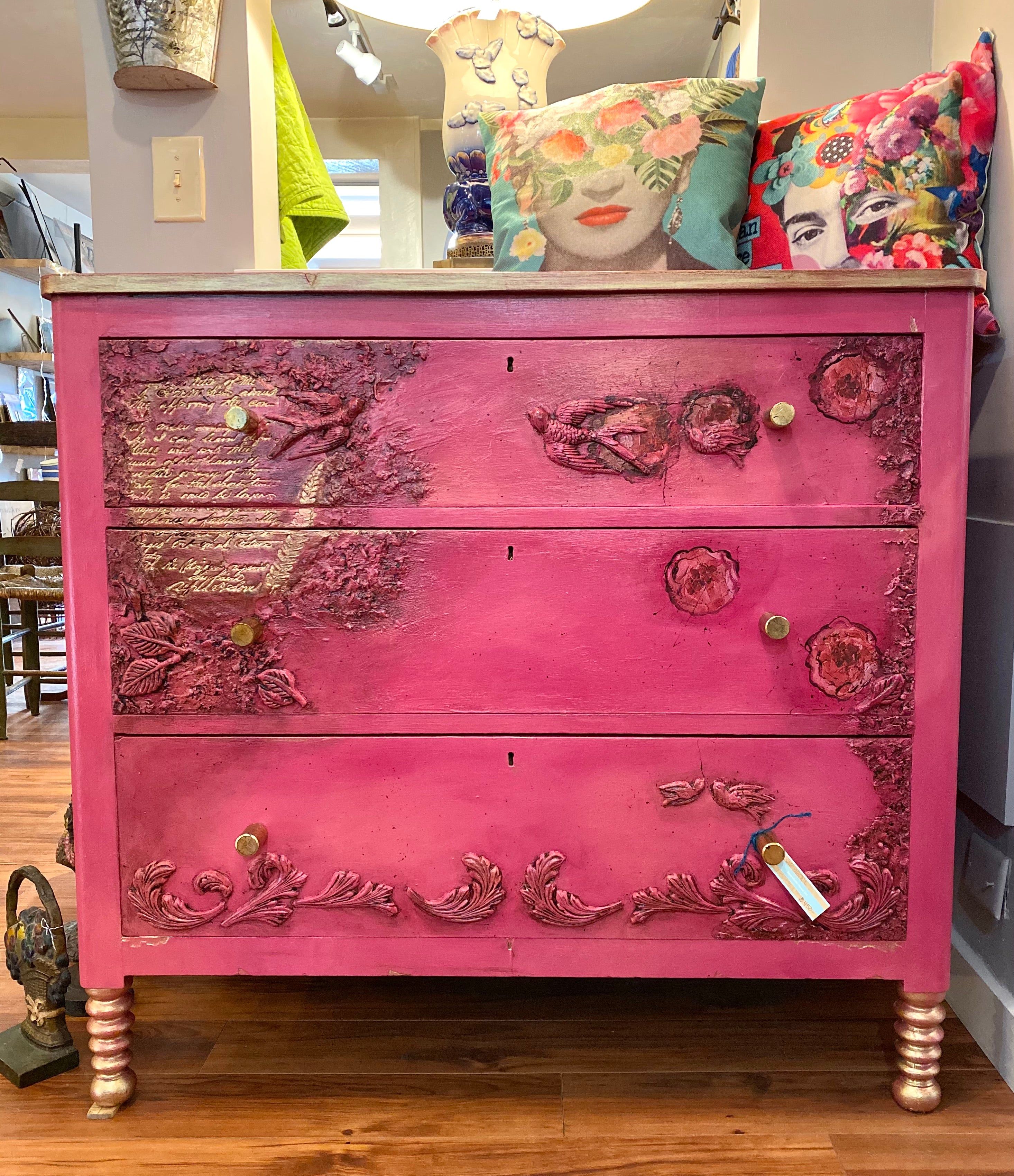MultiMedia DIY Dresser Makeover Painting Techniques: Pink Bureau Part Serendipity House LLC MultiMedia DIY Dresser Makeover Painting Techniques: Pink Bureau Part Serendipity House LLC