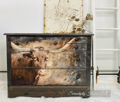 Texas Longhorn Dresser Makeover: Decoupage & Paint Blending