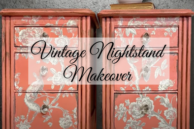Vintage Nightstand Makeover: With IOD's Grisaille Toile Paint Inlay and DIY Paint