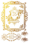 IOD Figgy & Flourish gold foil sheet with ornate frame, script, and vintage lettering