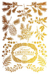 IOD Figgy & Flourish gold foil sheet with pinecones, holly, berries, and Christmas confectionary label