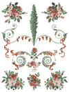 Sheet of La Folie Paint Inlay with floral bouquets, scrolls, and ribbon accents