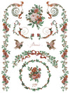 Sheet of La Folie Paint Inlay with songbirds, wreaths, and scrolling vines