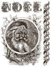 Twelfth Night Paint Inlay sheet featuring vintage Santa Claus portrait with “Merry Christmas” typography, ornate “NOEL” lettering, and decorative holiday border design.