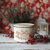 Holiday tin decorated with “Merry” design from IOD Twelfth Night Paint Inlay.