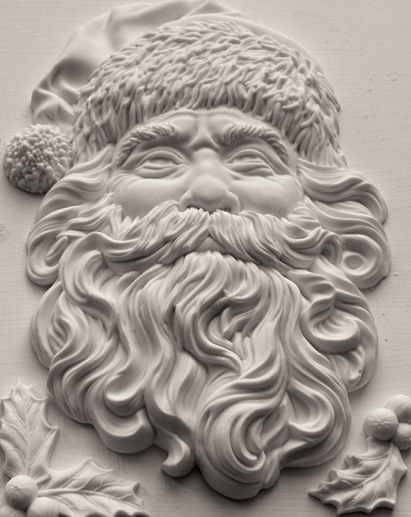 Finished Saint Nick figure made using the IOD Saint Nick Mould, showcasing detailed vintage Christmas design.