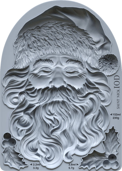 Render of the IOD Saint Nick Mould showing intricate Santa Claus design and fine detailing.