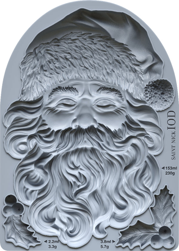 Render of the IOD Saint Nick Mould showing intricate Santa Claus design and fine detailing.