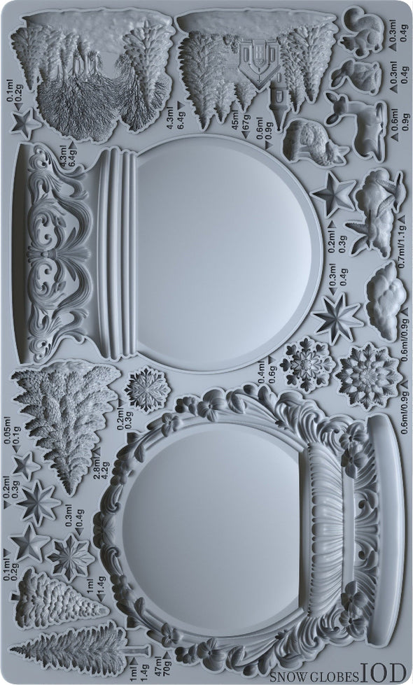 IOD Snow Globe Mould with winter-themed designs