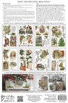 Back packaging of IOD Christmas Joy Transfer showing instructions, sample sheets, and example projects.