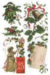 Page 6 of IOD Christmas Joy Transfer with December 25 card, holly, bells, and little girl artwork.