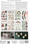 Back packaging of IOD Partridge Lane Transfer showing eight sheets of Christmas village and wreath designs.