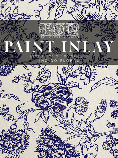 Indigo Floral Paint Inlay - Serendipity House LLC