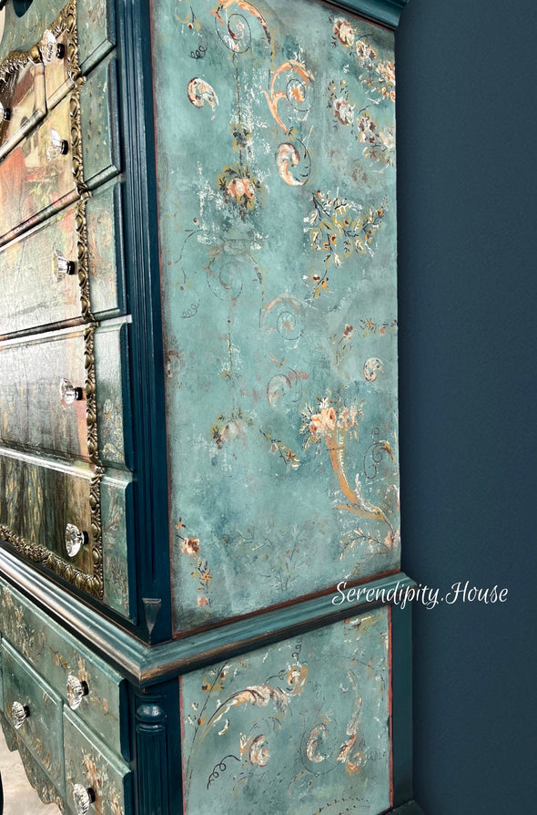 The Soul of the Rose Highboy Bureau - Hand Painted Furniture - Serendipity House LLC
